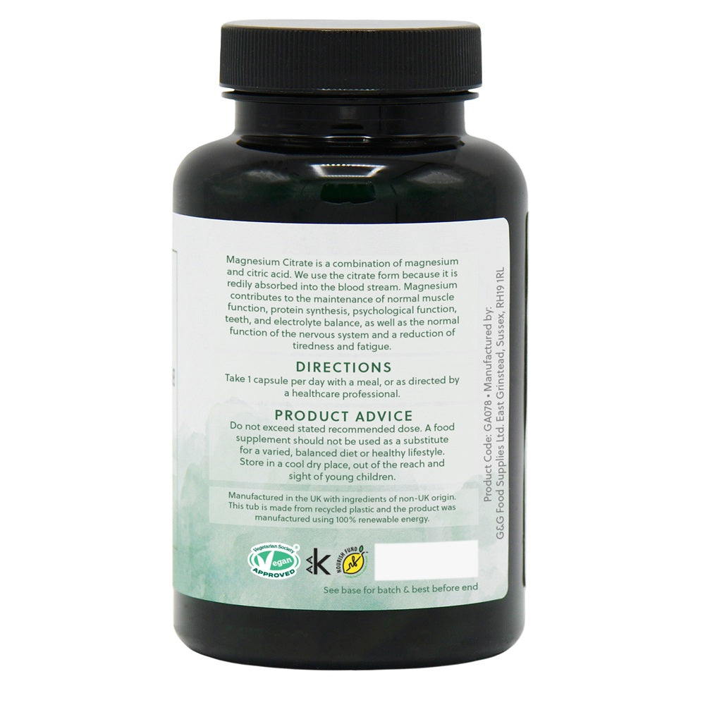 Magnesium Citrate 125mg - 90 Vegan Capsules