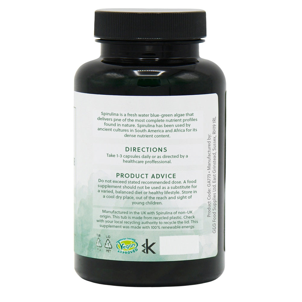 Organic Spirulina 500mg - 120 Vegan Capsules