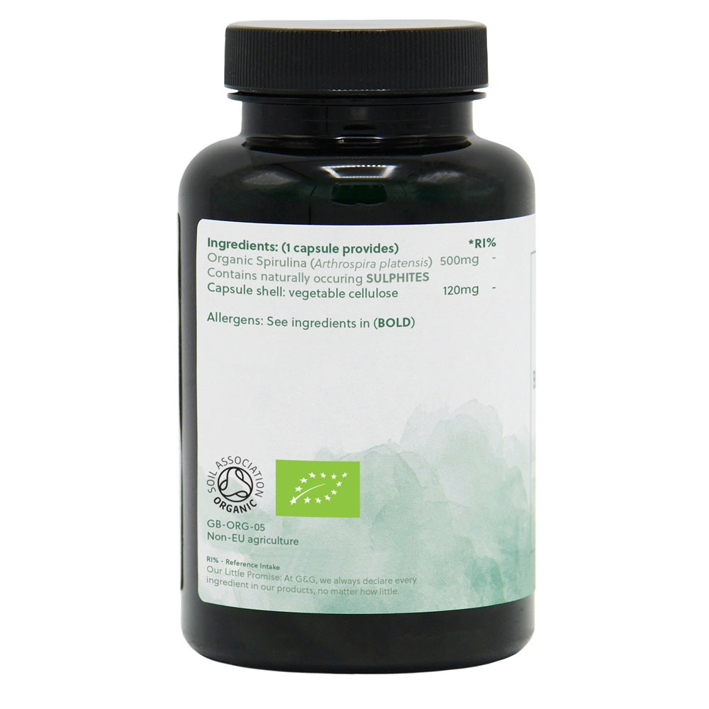 Organic Spirulina 500mg - 120 Vegan Capsules