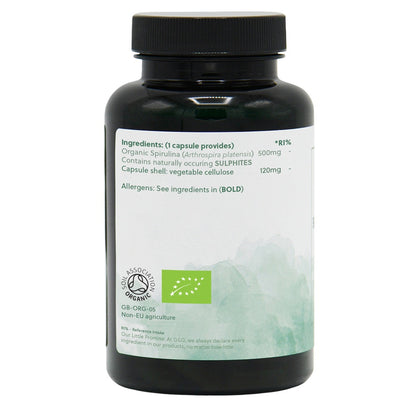 Organic Spirulina 500mg - 120 Vegan Capsules